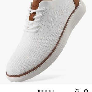 White Knit Derby with Brown Trim - Lightweight Men’s Oxford